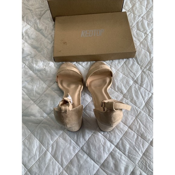 REDTOP Women's Open Toe Chunky 3.9 IN Heel Sandals Ankle Strap Nude Color SZ10😀 - Picture 10 of 16